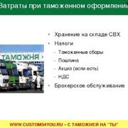 Таможенное оформление. затраты.